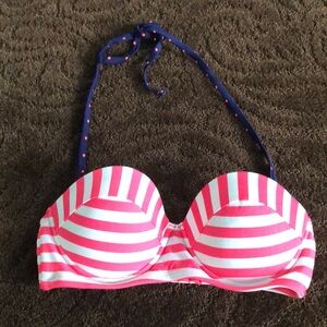 XHILIRATION Pink striped bikini top